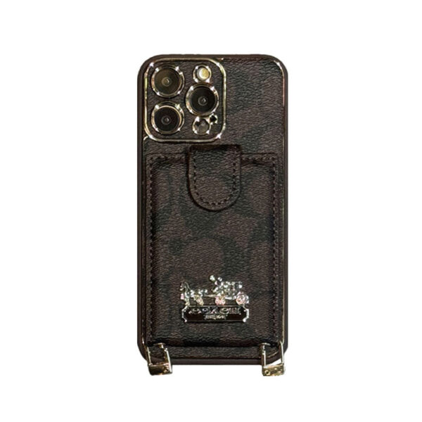 Leather CH Case With Wallet For iPhone And Strap For iPhone Coffee-LLB241737-GTOCASE