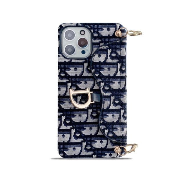 CD iPhone Case With Card Holder And Strap Black-QBS240315-GTOCASE