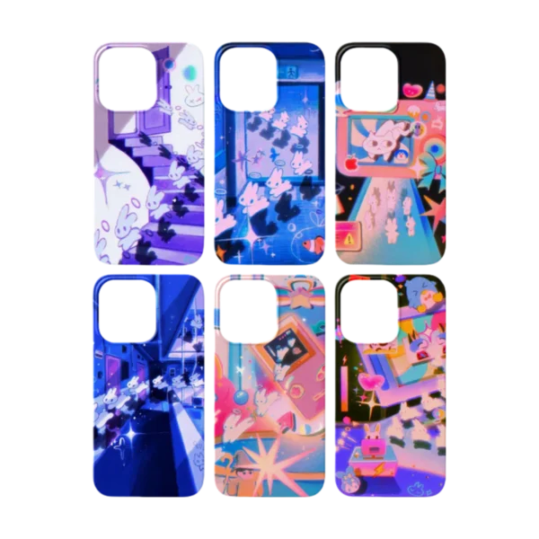 Y2K Aesthetic iPhone 16/15/14/13/12 Max Pro Max Case - Shockproof Glass Cover with Retro Vaporwave Design