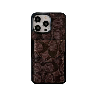 CH  iPhone Case With Card Holder And Strap Dark Brown -SJ240513-GTOCASE