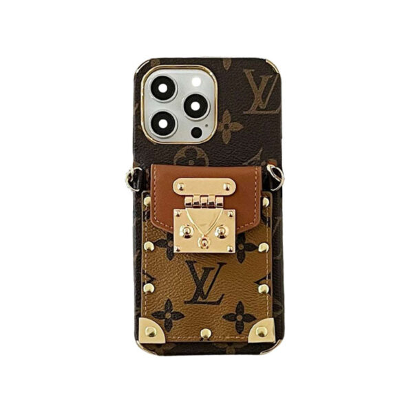 Monogram iPhone Case With Card Holder and Strap Black-QBS240113-GTOCASE
