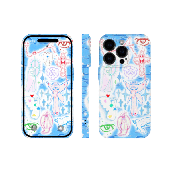 Y2K Angel Cross iPhone 16/15/14/13/12 Max Pro Max Case - Shockproof Aesthetic Film Cover for Trendy Protection