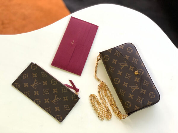 LV Luxury Element  Chic Brown Mini Crossbody Bag with Gold Hardware & Removable Organizers LV007