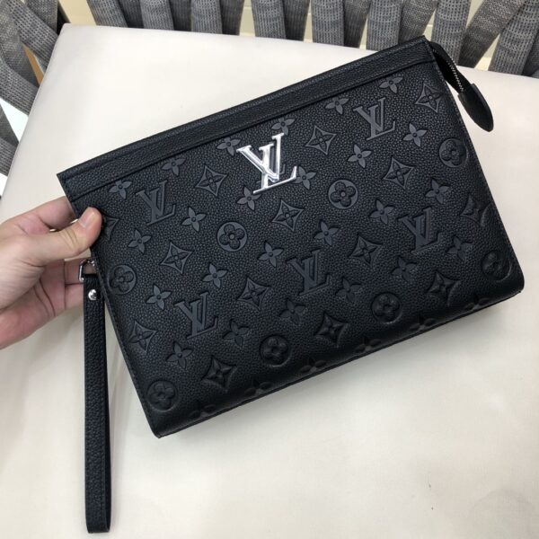 Men's Textured Leather Zip Clutch