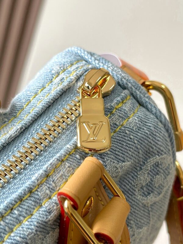 Nano Speedy Denim Bag | Vintage Washed Blue | Adjustable Crossbody