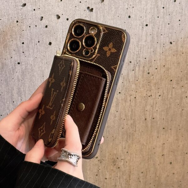 Monogram iPhone Case With Wallet Brown Small Printing-LQB240329-GTOCASE