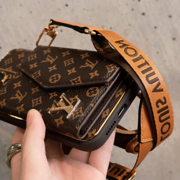 Monogram iPhone Case With Wallet And Strap Brown Big Printing-XFQ240329-GTOCASE