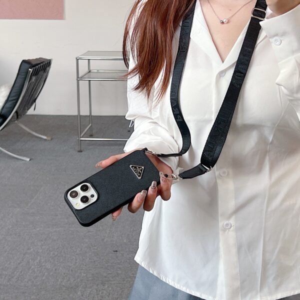 Leather PR Case With Strap For iPhone Black-PGS241837-GTOCASE