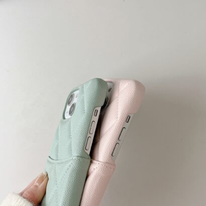 Leather CC Case With Crad Holder For iPhone Pink -PZB240603-GTOCASE