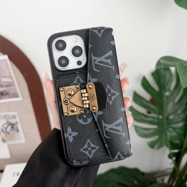 Monogram iPhone Case With Purse And Crossbody Strap Black -XKK240329-GTOCASE