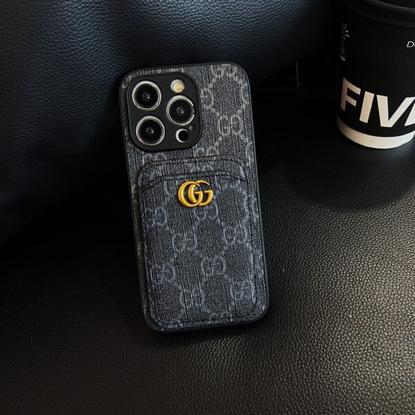 Classic GG iPhone Case With Card Holder Black -KBK240425-GTOCASE