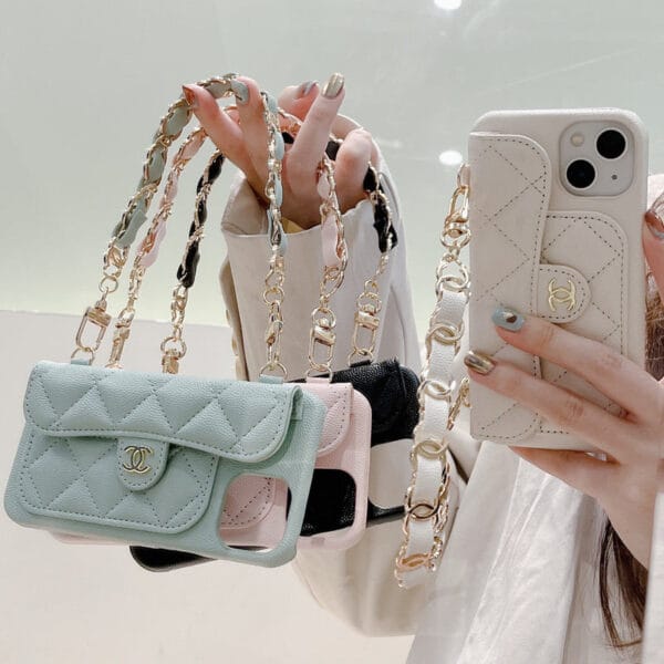 CC iPhone Case With Card Holder And Strap Green -SLK240104-GTOCASE