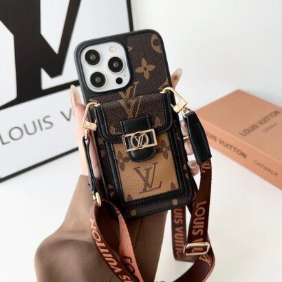 Monogram Dauphine iPhone Case With Card Holder And Strap Black -LQK240329-GTOCASE