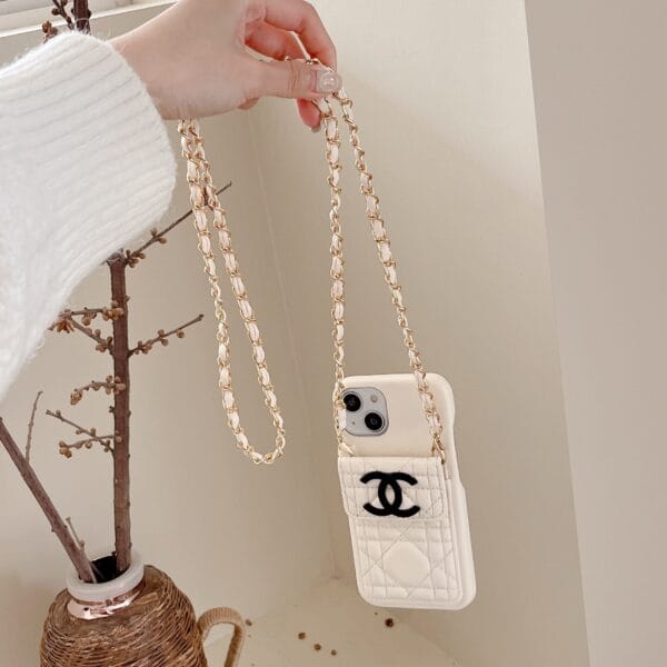 CC iPhone Case With Wallet And Strap White -GS241602-GTOCASE