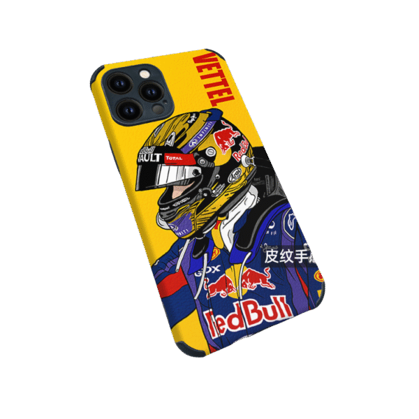 iPhone 16 Pro Max Case - Red Bull  Leather Texture Anti-Slip Full Cover - Vettel Series I