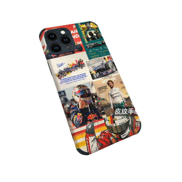 iPhone 16 Pro Max Case - Red Bull  Series III PU Leather Grip Cover, Anti-Slip Full Wrap Vettel Series III