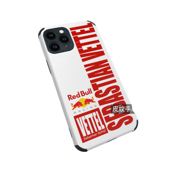 iPhone 16 Pro Max Case - Red Bull  Series  IV PU Leather Grip Cover, Anti-Slip Full Wrap Vettel Series III