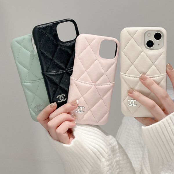 Leather CC Case With Crad Holder For iPhone Pink -PZB240603-GTOCASE